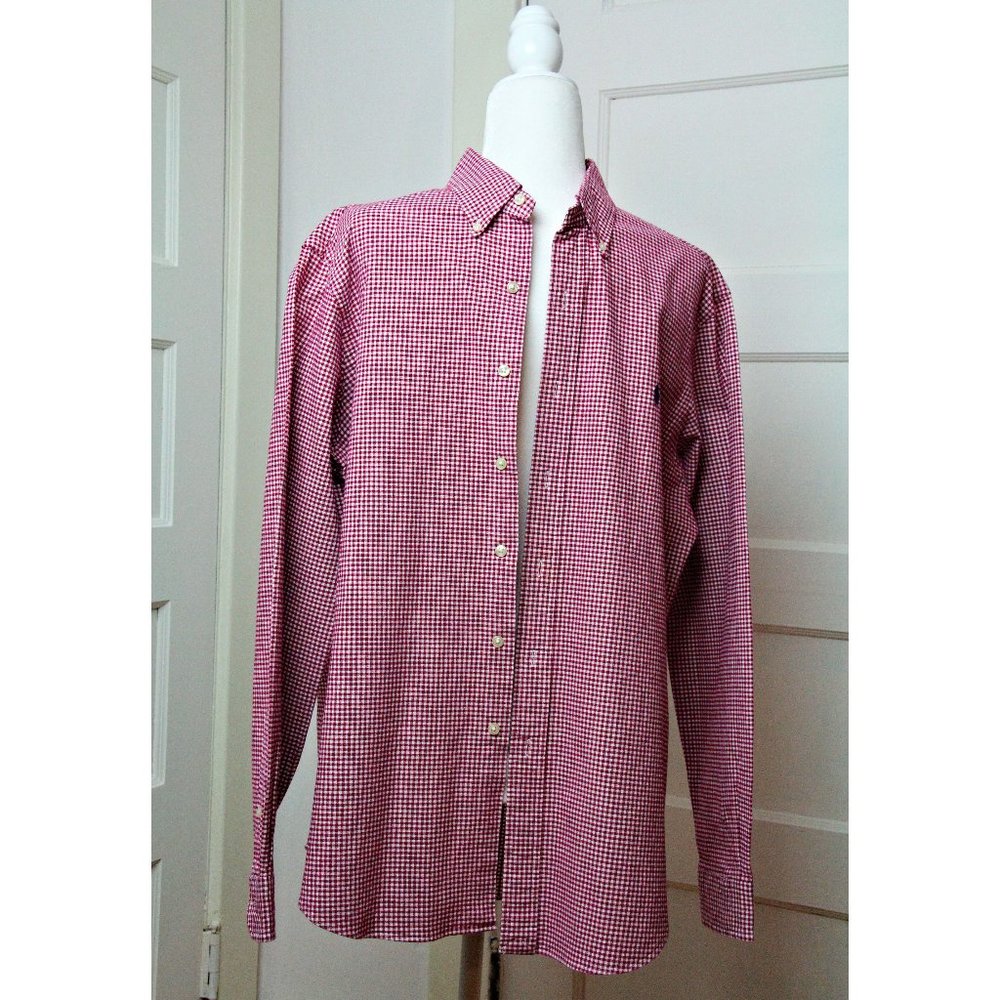 Men red  button down shirt